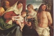 Sebastiano del Piombo The Holy Family with st Catherine st Sebastian and a Donor sacra Conversazione (mk05) France oil painting artist